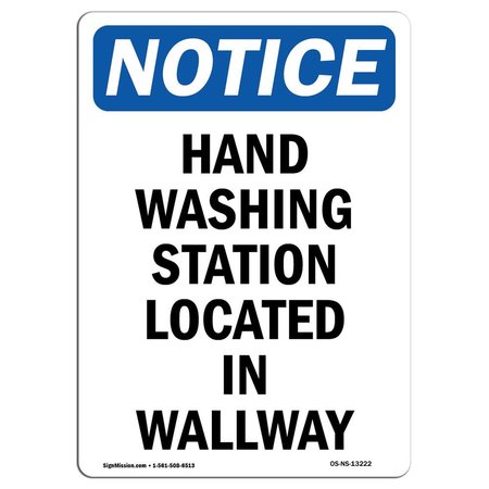 SIGNMISSION OSHA Sign, Hand Washing Station Located In Hallway, 10in X 7in Rigid Plastic, 7" W, 10" L, Portrait OS-NS-P-710-V-13222